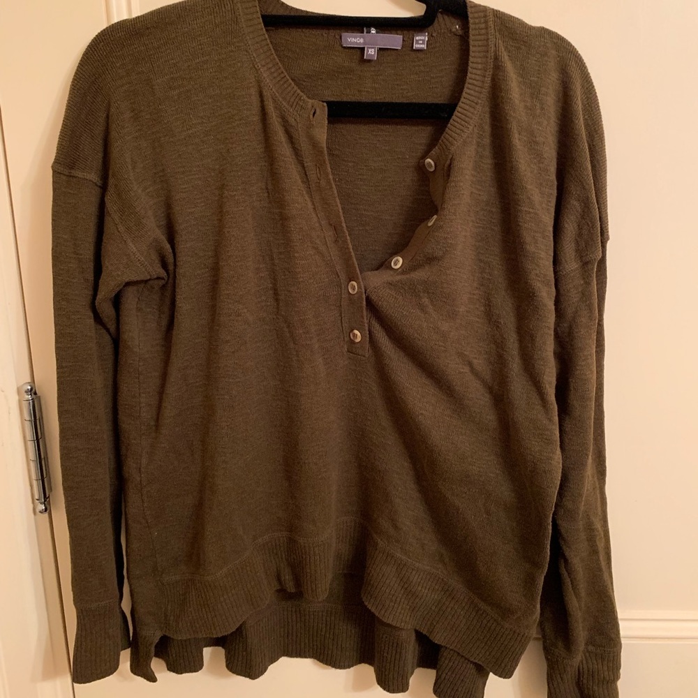 Vince Button Down Cotton Sweater, Size S